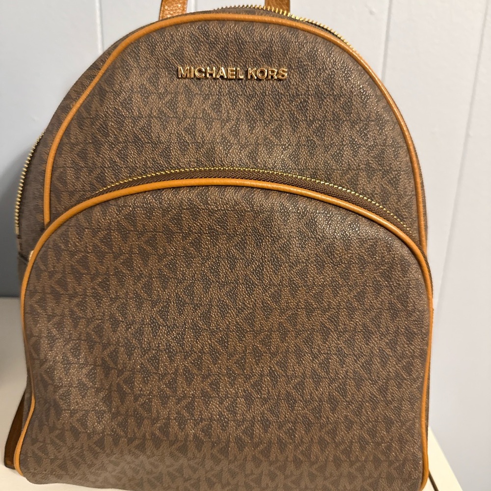 Michael Kors Monogram Brown and Tan Backpack - Picture 1 of 3
